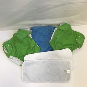Three bum genius cloth diapers w/two inserts